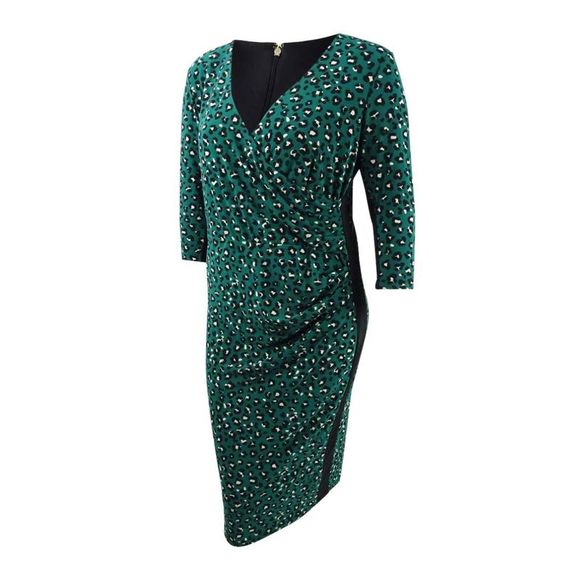 Tommy Hilfiger Women's Plus Leopard-Print Jersey Midi Dress - Forest Multi - Picture 2 of 3